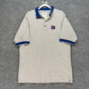 NFL New York Giants Polo Shirt Men Large Gray Embroidered Logo Vintage Football